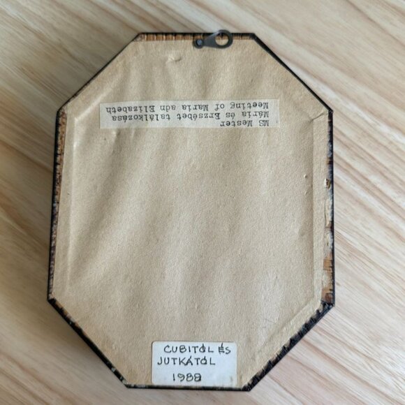 Ms Mester Octagonal Framed Art "Meeting Of Maria And Elizabeth" 1988 Cubitol & J - Picture 2 of 6